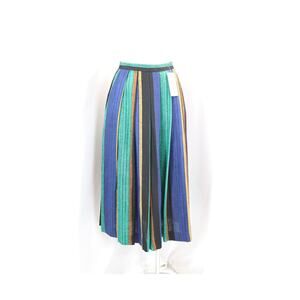 Vintage 1980's Striped and Pleated Skirt Old Store Stock 100% Rayon